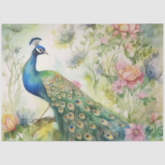  Boho Peacock Peacocks Ontkoppeling Tissuepapier (Voorkant)