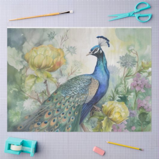  Boho Peacock Peacocks Ontkoppeling Tissuepapier (Craft)