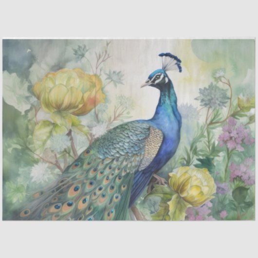 Boho Peacock Peacocks Ontkoppeling Tissuepapier (Voorkant)