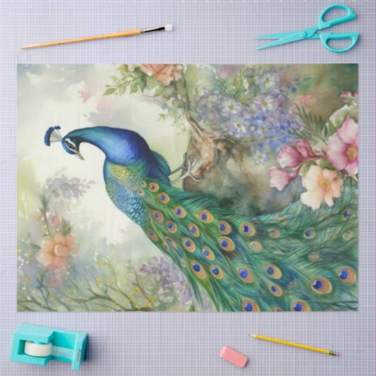 Boho Peacock Peacocks Ontkoppeling Tissuepapier (Craft)