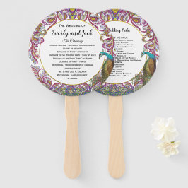 Boho Peacock Raspberry Blauwgroen Gold Wedding Pro Handwaaier