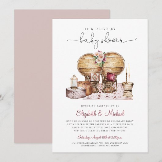 Boho Peacock-stoel Girl-drive door Baby shower Kaart (Voorkant / Achterkant)