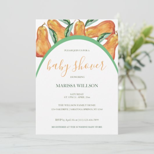 Boho Pear Waterverf Handgeschilderd Kaart (Staand voorkant)