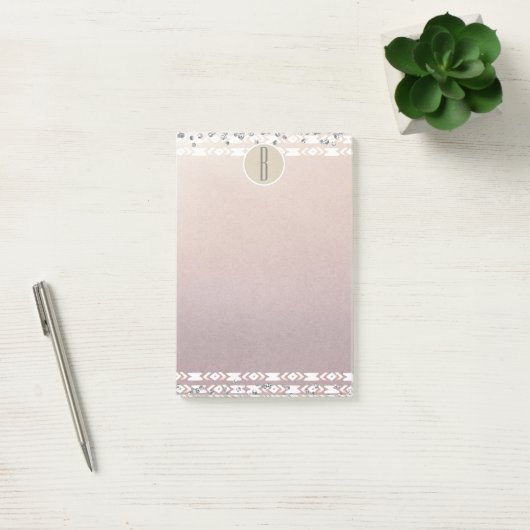 Boho Pearl Shimmer Glam Kraft Rustiek Monogram Post-it® Notes (Kantoor)