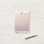 Boho Pearl Shimmer Glam Kraft Rustiek Monogram Post-it® Notes (Op bureau)