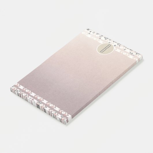 Boho Pearl Shimmer Glam Kraft Rustiek Monogram Post-it® Notes (Schuin)