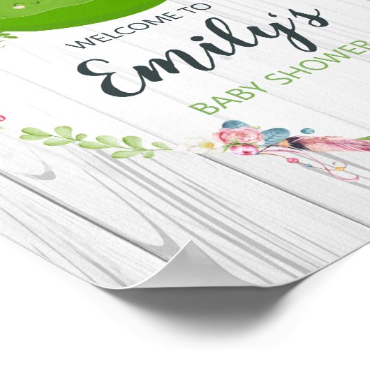 Boho Peas in een Pod Baby shower Twins Welcome Sig Poster (Hoek)