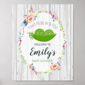 Boho Peas in een Pod Baby shower Twins Welcome Sig Poster (Voorkant)