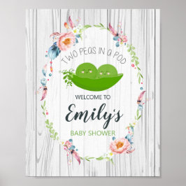 Boho Peas in een Pod Baby shower Twins Welcome Sig Poster