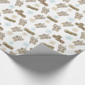 Boho Penguin en Snowflakes Baby Boy Cadeaupapier (Hoek)