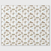 Boho Penguin en Snowflakes Baby Boy Cadeaupapier (Vlak)