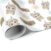 Boho Penguin en Snowflakes Baby Boy Cadeaupapier (Rol Hoek)