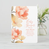 Boho Peonies Baby shower uitnodiging (Staand voorkant)