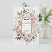 Boho Peonies Blush & Ivoor Bloemen Huwelijk Save The Date (Staand voorkant)