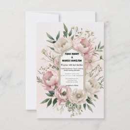 Boho Peonies Blush & Ivoor Bloemen Huwelijk Save The Date
