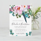 Boho Peonies Botanische bruiloft uitnodiging (Staand voorkant)