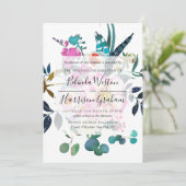 Boho Peonies Floral Wedding Invitation Kaart (Staand voorkant)