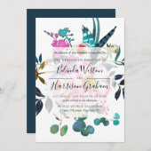 Boho Peonies Floral Wedding Invitation Kaart (Voorkant / Achterkant)