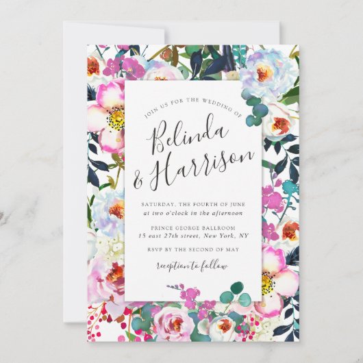 Boho Peonies Lijst Weddenschap Kaart (Voorkant)