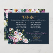 Boho Peonies Navy Floral Modern Card Informatiekaartje (Voorkant / Achterkant)