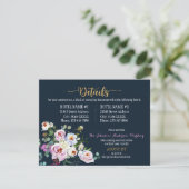 Boho Peonies Navy Floral Modern Card Informatiekaartje (Staand voorkant)