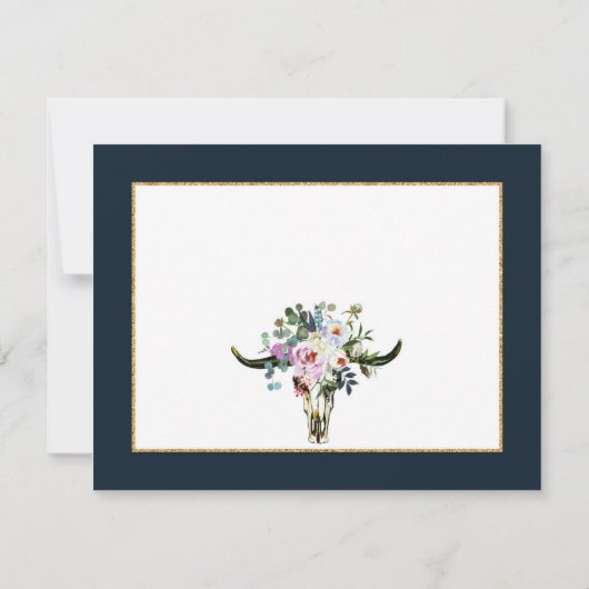 Boho Peonies Navy Floral Modern Dank je Bedankkaart (Achterkant)