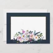 Boho Peonies Navy Gold Floral Modern Dank u Bedankkaart (Achterkant)