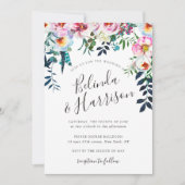 Boho Peonies Wedding Invitation Kaart (Voorkant)