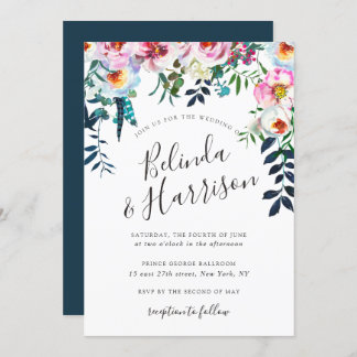 Boho Peonies Wedding Invitation Kaart