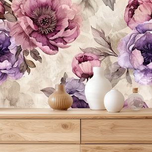Boho Peony Bloemen Waterverf Behang