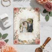 Boho Peony Roos Bloemen Huwelijksuitnodiging Kaart