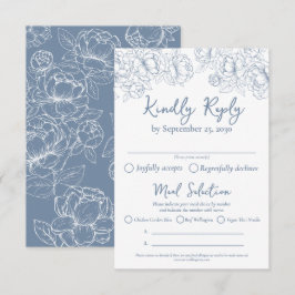 Boho Periwinkle Blue Floral Wedding Maaltijden RSVP Kaartje