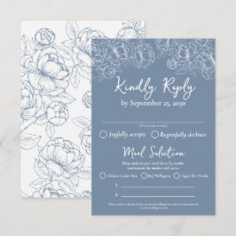 Boho Periwinkle Blue Floral Wedding Maaltijden RSVP Kaartje