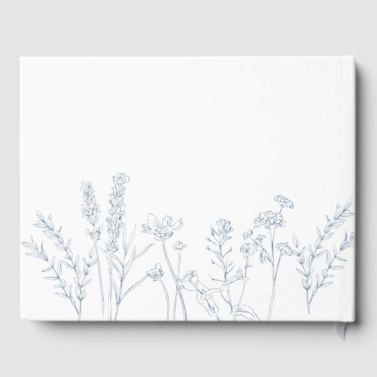 Boho Periwinkle Blue Wildflower Bruiloft Gastenboe Gastenboek (Achterkant)