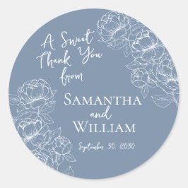 Boho Periwinkle Floral Wedding Dank u voor uw guns Ronde Sticker