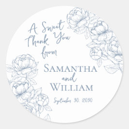 Boho Periwinkle Floral Wedding Dank u voor uw guns Ronde Sticker