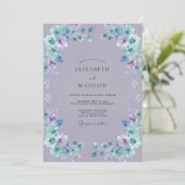 Boho Periwinkle Teal Geschilderde Trouw Kaart (Staand voorkant)
