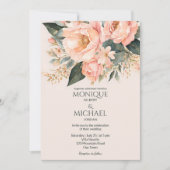 Boho perzik aardse bloemen alles in één bruiloft kaart (Voorkant)