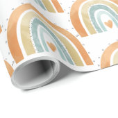Boho Perzik Blauw Regenboog Baby shower Baby Gift  Cadeaupapier (Rol Hoek)