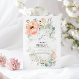 Boho Perzik Bloemen Elegante Tuin Bruiloft Feest Kaart
