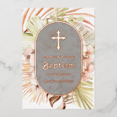 Boho Perzik Bloemenboeket Dop Folie Uitnodiging (Voorkant)