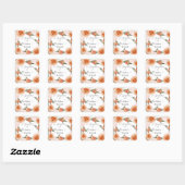 BOHO Perzik Blush Bloemenroest Groen Waterverf Vierkante Sticker (Vel)