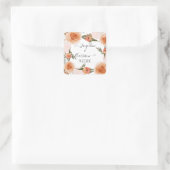 BOHO Perzik Blush Bloemenroest Groen Waterverf Vierkante Sticker (Tas)