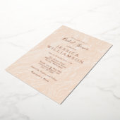 Boho Perzik Blush Marmer Bruiloft Roze Goud Folie Uitnodiging (Gedraaid)