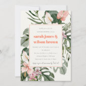 Boho perzik blush tropische bloemen koppels douche kaart (Voorkant)