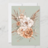 Boho Perzik & Crème Bloemengroen Bruiloft Feest Kaart (Achterkant)
