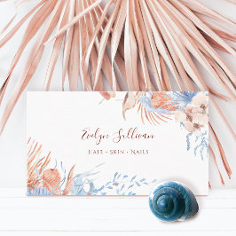 Boho perzik en blauw visitekaartje