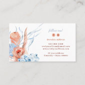 Boho perzik en blauw visitekaartje (Achterkant)