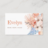 Boho perzik en blauw visitekaartje (Voorkant)