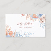 Boho perzik en blauw visitekaartje (Voorkant)